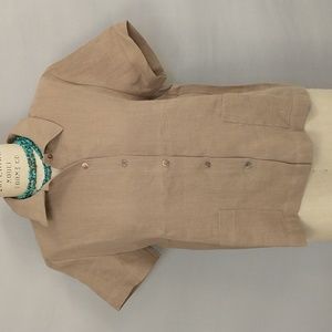 Amour Linen Top Short Sleeve Scarlett Blouse NWOT 100% Linen OEKO TEX